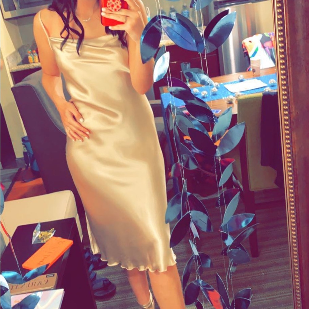 Bebe Champagne Silky Dress